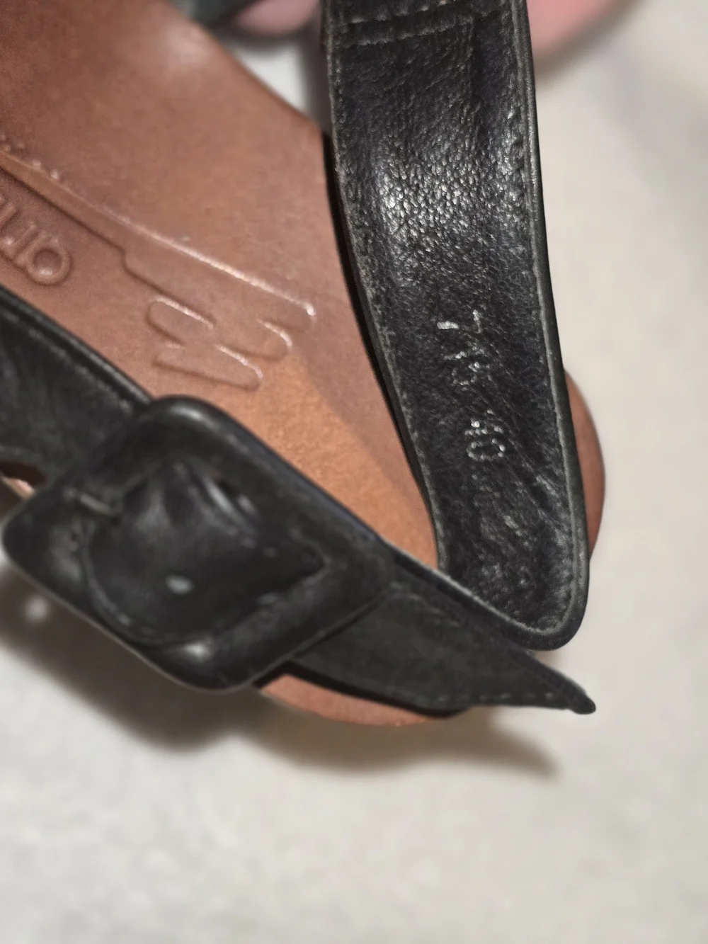 Antelope Black Leather Peep-Toe Slingback Wedge Sandals
